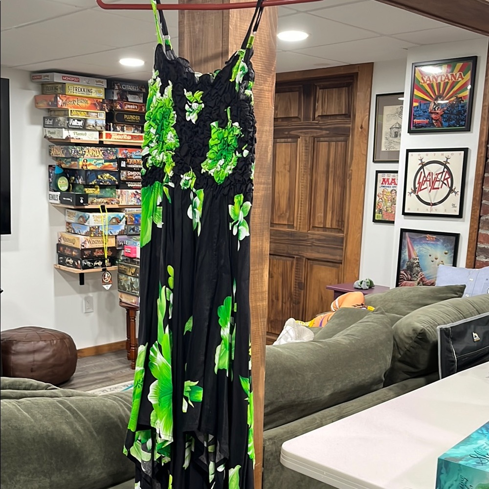 Floral Black and Green Women's Dress